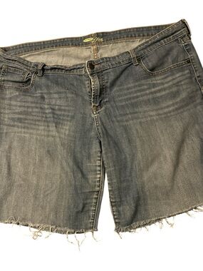 Diva Faded Blue Denim Frayed Hem Shorts